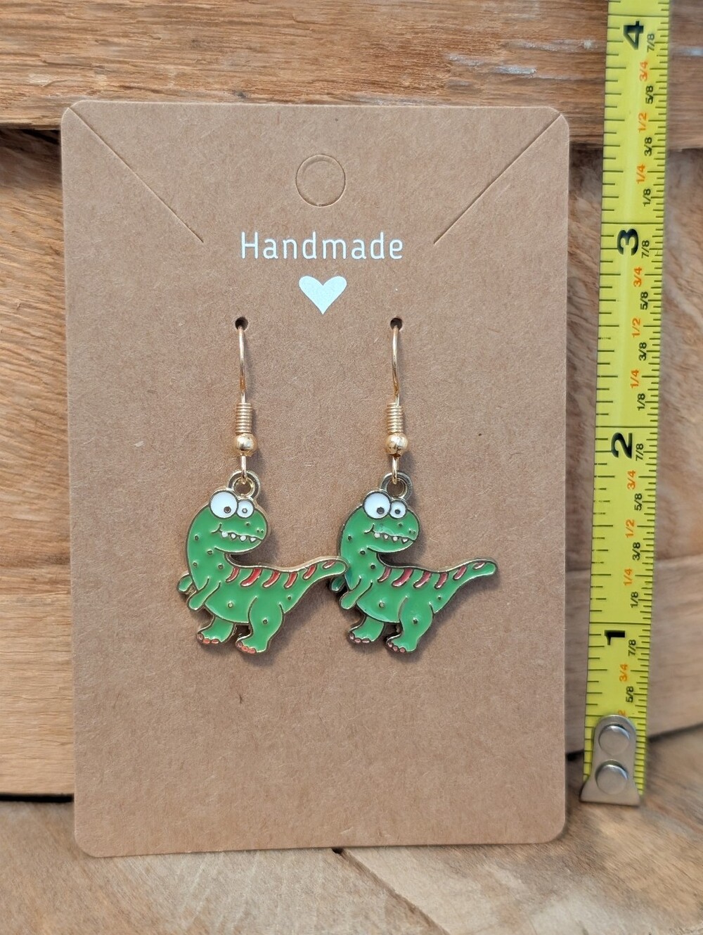 Dinosaur Enamel Metal Earrings NEW